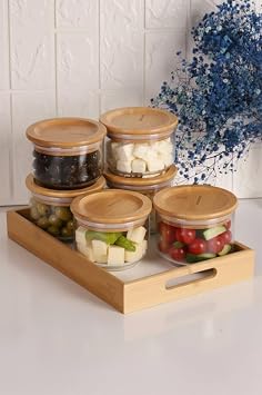 Bambum Duo 300ml 6l  Beyaz Tepsili Bambu Kapakl  Cam Kahvalt l k