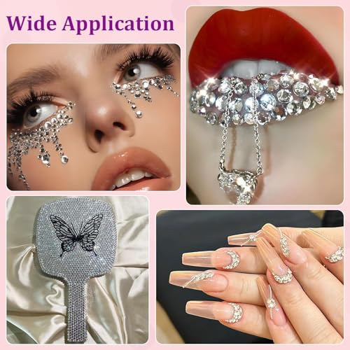 Image of 25000Pcs Resin Rhinestones for Crafting, Clear 2-6mm Mixed Sizes Non Hotfix Flatback Gems with 1Pcs Glue, Bedazzling Crystal for DIY Craft Clothing Mugs Tumblers Shoes Fabric Decor Nail Art