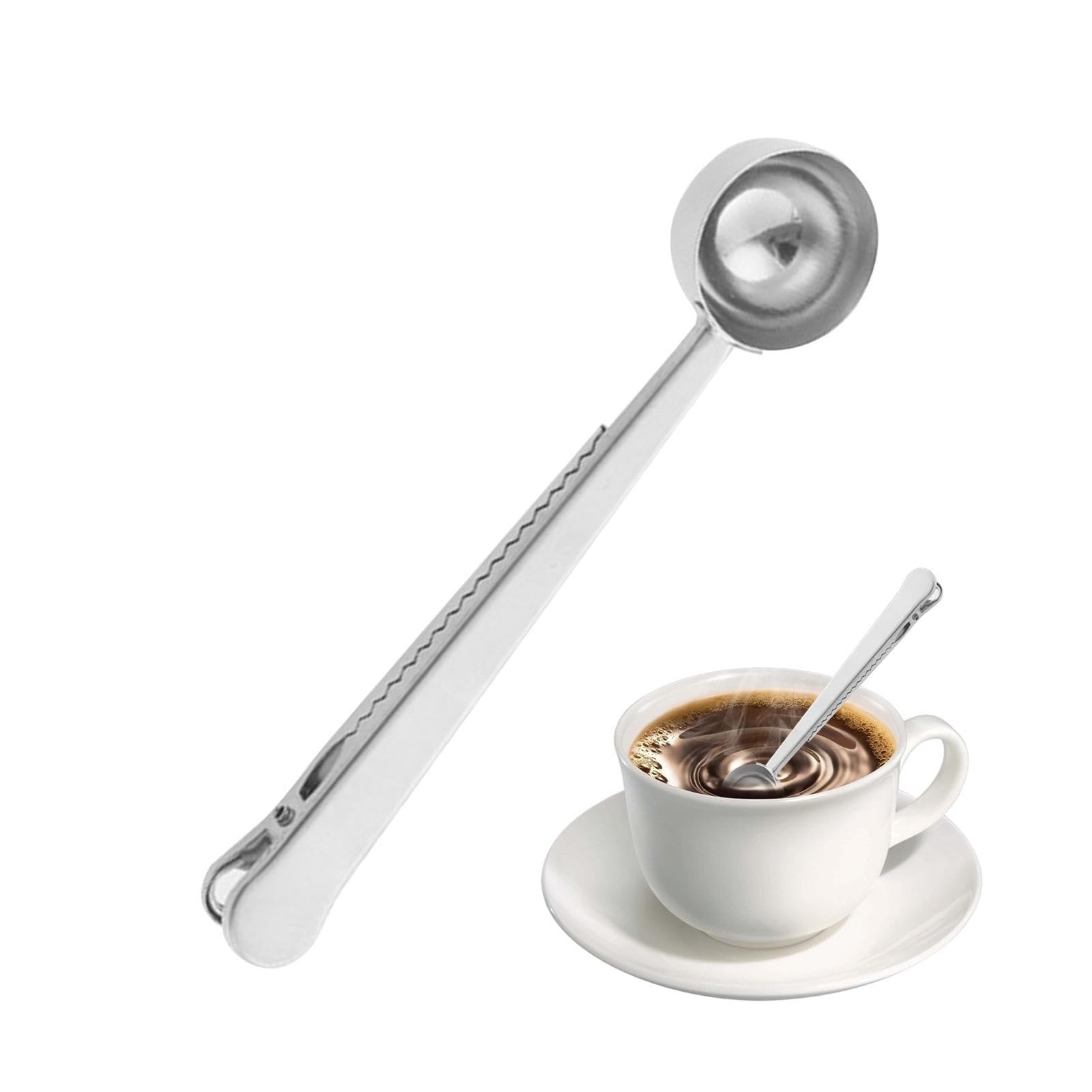 Weiting Silver Coffee Bag Spoon Clip | Multi-Purpose Scoop Clip For Sealing Bags,Kitchen Sealing And Scooping Spoon Clamp For Tea, Sugar, Flour, Coffee Beans, Milk Powder