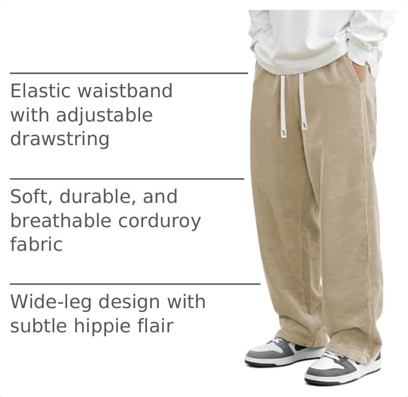 Image of JMIERR Mens Corduroy Pants Wide Leg Baggy Sweatpants
