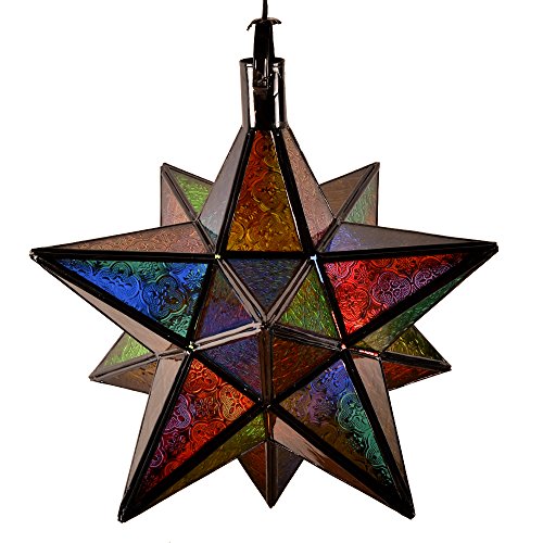 Jaima Alkauzar Najma Lámpara con Diseño Estrella Andalusí E27, Multicolor, 45 x 50 cm
