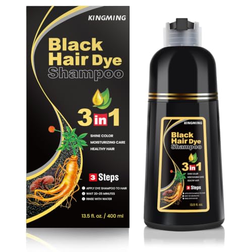 KINGMING Black Hair Dye Shampoo 3 in 1