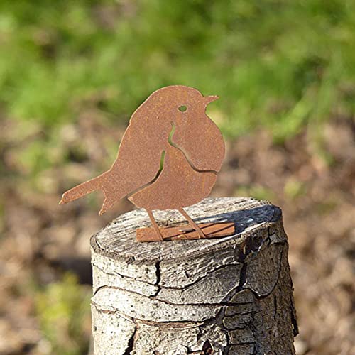 Metal Fence Robin Garden Art Bird Shaped Artwork Decoration Garden Metal Animal Outline Decorative (Rust) - Image 3