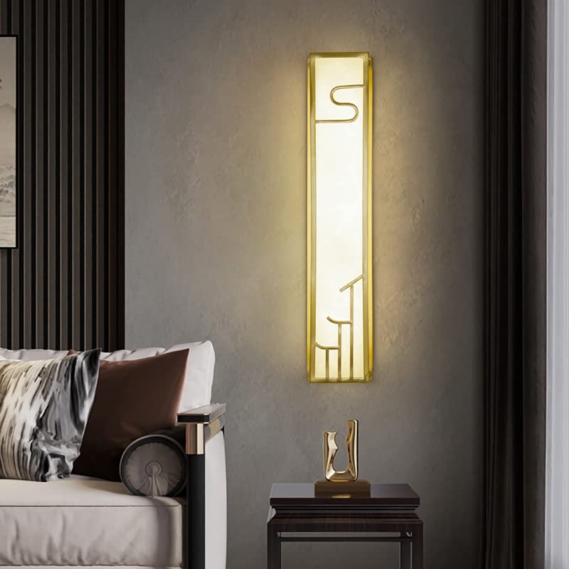 Lámpara de pared china LED de mármol de imitación de 60x12cm para pasillo y dormitorio 2