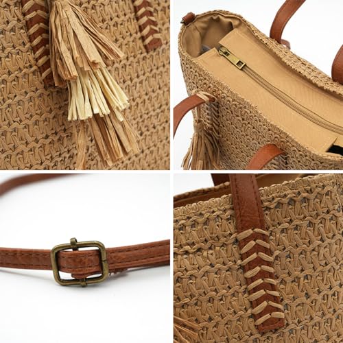 Bolso de mano de paja para mujer, verano y playa miniatura 2