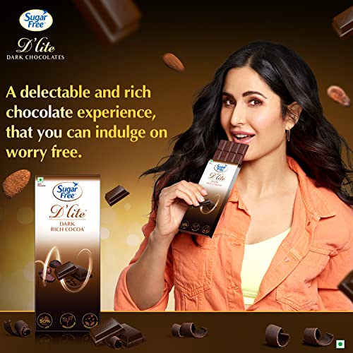 Image of Sugar Free D'lite Rich Cocoa Dark Chocolate Bar, 80Gm(Pack Of 8)