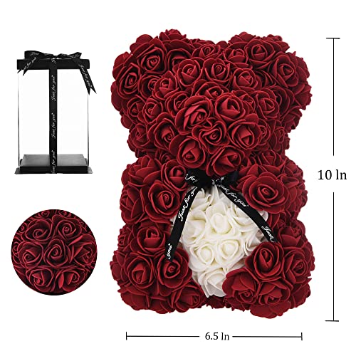 Mothers Day Rose Teddy Bear Gifts For Women Mom, Handmade Artificial Flowers Rose Bear Gifts, Romantic Teddy Bear Valentines Day Gifts For Wife Her, Unique Birthday Gifts For Mom , Rose Flowers Gifts #TOP4
