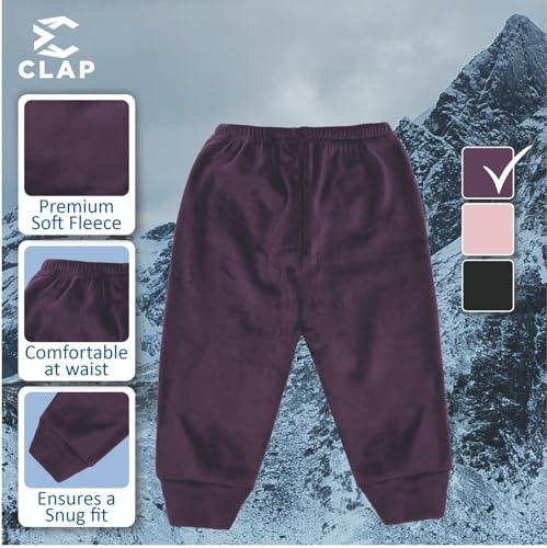 Image of CLAP Unisex Baby Winter Pants Fleece Warm Pajamas Super Soft Multicolor Set of 3
