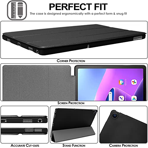 TECHGEAR Smart Case for Lenovo Tab M10 Plus 3rd Gen 2022 (10.6") TB125 / TB128 PU Leather Slim Smart Case Stand Cover with Corner Protection [Auto Wake/Sleep] Soft TPU Holder - Black - Image 4