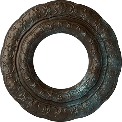 Ekena Millwork CM15LIBBS 15 3/8"OD X 7"ID X 1"P Lisbon Ceiling Medallion Fits Canopies Up to 7", Bronze Blue Patina