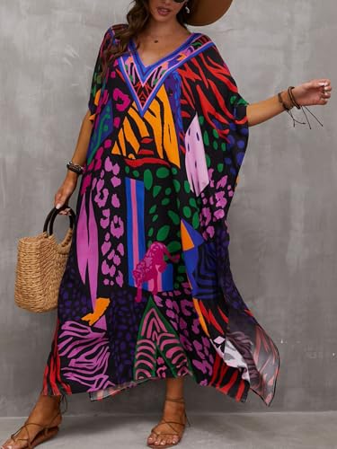 Image of Kaftan Dresses for Women Plus Size Summer Beach Dress with Print and Swim Cover Ups