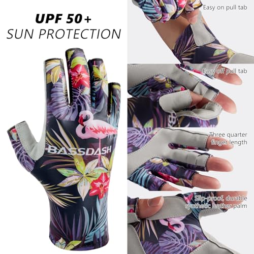 Image of Bassdash ALTIMATE UPF 50+ Women's Fishing Gloves UV Sun Protection Fingerless Gloves for Kayaking Paddling Hiking Cycling Driving Shooting Training