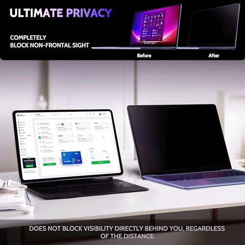 Image of Peslv Privacy Screen for 12.4 Inch Surface Laptop Go 3 /2 /1, MagicSuction Removable Anti Spy Black Protector, Glare Blue Light Filter for Microsoft Laptop Computer Monitor