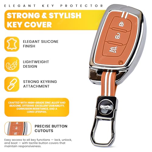 Image of Coll of Fest Premium Metal Key Cover Compatible with Hyundai Creta | i20 | Hyundai i20 Elite | i20 Active | Verna | Xcent | Tucson | Elantra | Grand i10 | Grand i10 Nios | i10 3 Button