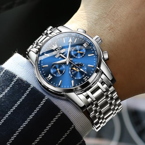 Image of OLEVS Mens Automatic Watches Skeleton Mechanical Self Winding Luxury Fashion Dress Wrist Watch Luminous Waterproof