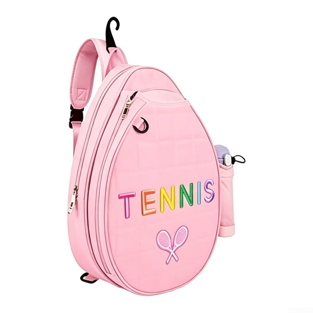Zaino sportivo versatile per pickleball, tennis, badminton, borsa compatta in poliestere con tasca frontale con cerniera e imbottitura