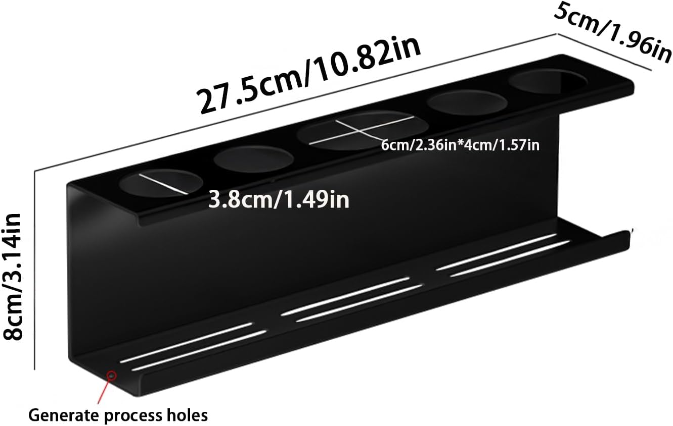 Wall-Mounted Metal Toothpaste and Toothbrush Holder - Smart Toothbrush Holder, Made of Iron, Space-Saving, Suitable for bathrooms and Kitchens, no Drilling Required. (Black, 10158)