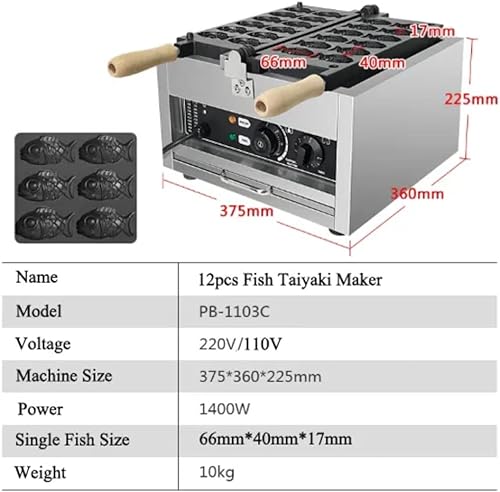 Miniatura 7 de SRMNFADZ Fish Shaped Waffle Machine, Commercial Japanese Taiyaki Waffle Maker, Nonstick Stainless Steel Corn Dog Waffle Iron for Party Cafe Tea Shop