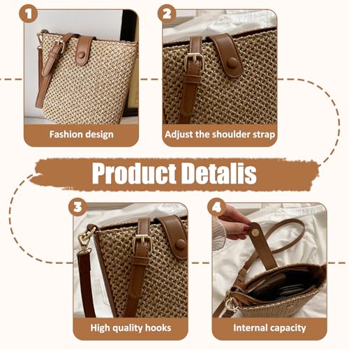 Sac à main en paille pour femme avec sangle réglable - 3