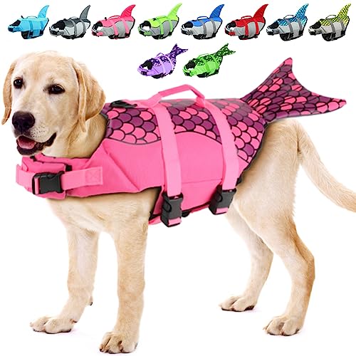 EMUST Large Dog Life Jacket, Dog Mermaid Life Vests for Swimming, Adjustable Pet Flotation Vest Swimsuits with Lift Handle for Small, Medium, Large Dogs, XL 2 EMUST Large Dog Life Jacket, Dog Mermaid Life Vests for Swimming, Adjustable Pet Flotation Vest Swimsuits with Lift Handle for Small, Medium, Large Dogs, XL 2