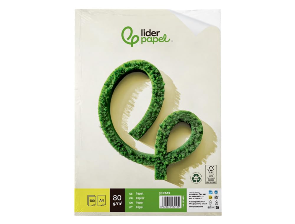 A4 210 x 297 mm 80 g/m2 Recycled Plain Paper Pack of 100 Sheets.