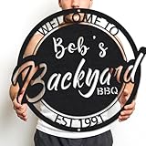Picture of BBQ Metal Sign for Grill Masters - Personalized Barbecue Kitchen Decor - Vintage Man Cave Sign - Outdoor Patio, Porch, Garden Accessories - Custom Gift for Dad, Grandpa