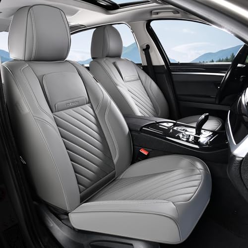 Image of Coverado Car Seat Covers Full Set 5 Pieces, Luxury Nappa Leather Seat Covers Universal Fit Waterproof Non-Slip Breathable Front & Back Automotive Seat Protectors for Cars, SUVs, Trucks