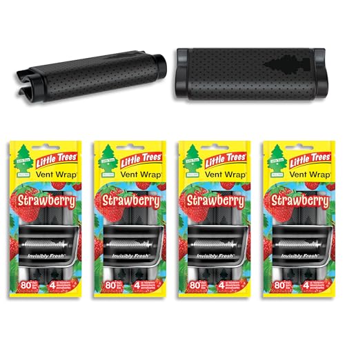 Image of LITTLE TREES Car Air Freshener | Vent Wrap Provides Long Lasting Scent, Invisibly Fresh | 16 Air Fresheners | Strawberry