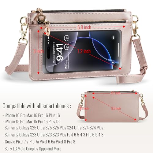 Small Crossbody Bags for Women Cell Phone Purse Touch Screen Bag Clutch Mini Wallet Vegan Leather 2 in 1 Neck Strap and Wrist4