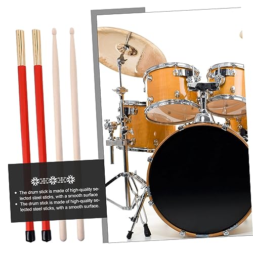Conjunto de baquetas TOYANDONA, 1 set con cepillos retráctiles de alambre de acero y varillas de bambú, accesorios esenciales para bateristas, incluye bolsa transportadora miniatura 5
