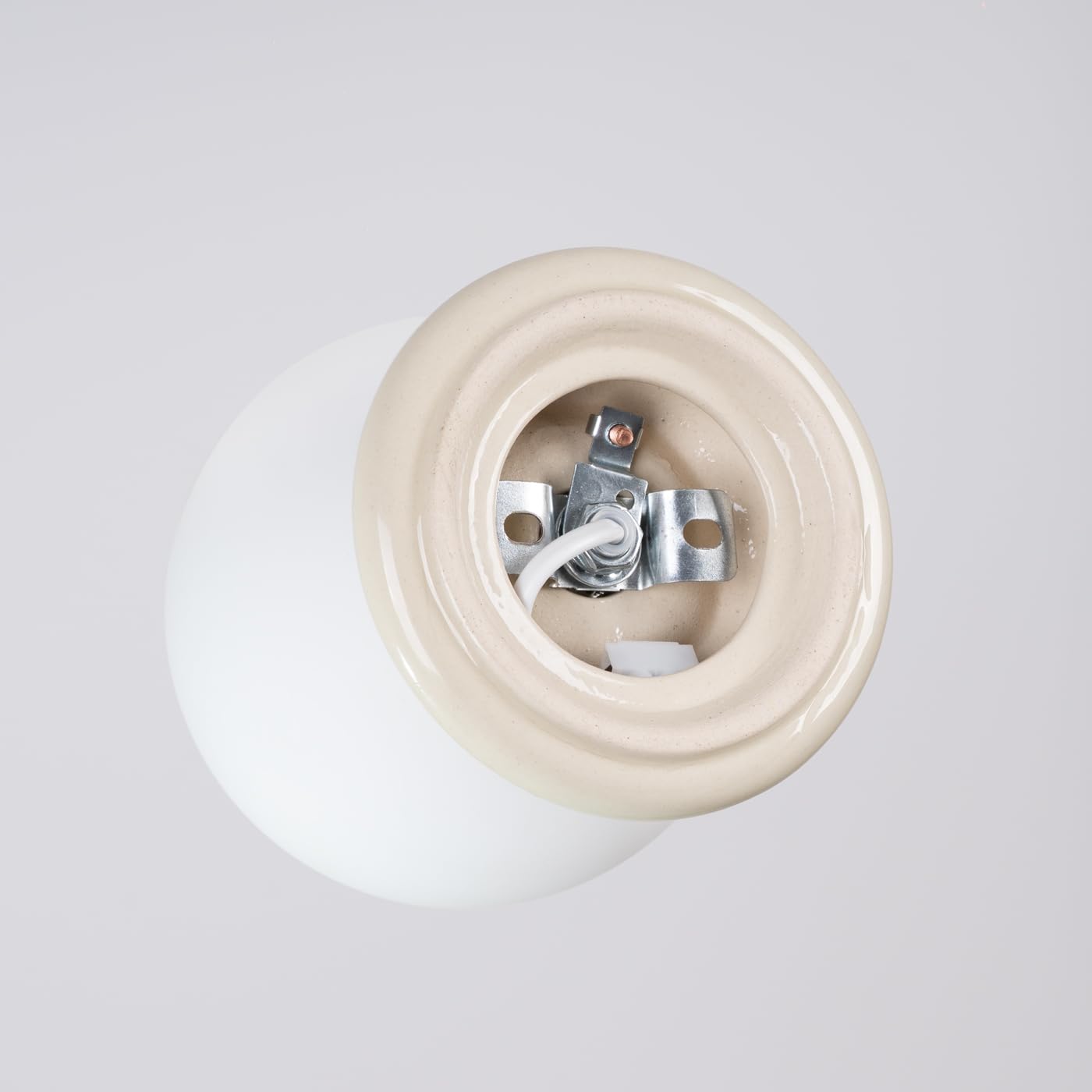 SOLLUX lighting Deckenlampe Deckenleuchte - Deckenstrahler glasierte Keramik Glas - 1 Flammig - LED Lampe Glühbirne - Beige Zori