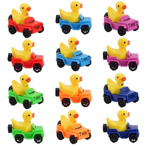 12 Pcs Mini Duck Figurines Bulk, 2-Inch Tiny Ducks in 6 Classic Colors, Yellow Ducks for Garden Micro Landscape, Mini Resin Ducks for Dollhouse Aquarium Potted Ornament Craft
