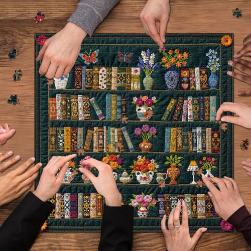 Rompecabezas Vintage Estantería de Libros 1000 piezas para adultos, Páginas de Flores Silvestres, Puzzle Botánico de Biblioteca miniatura 7
