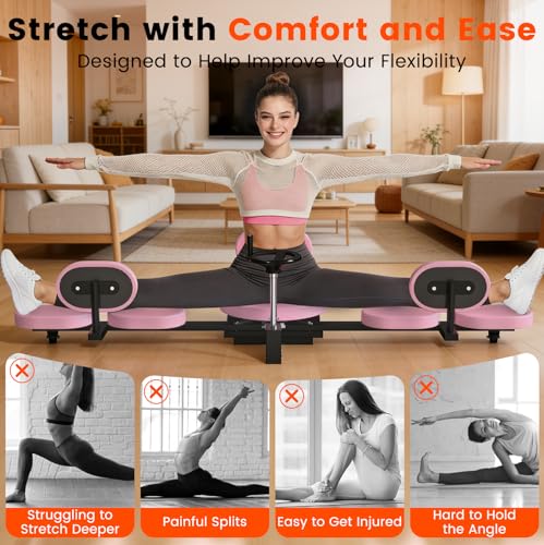 Image of Leg Stretcher, 220LBS Split Machine for Fexibility & Splits Training, 0-200 Adjustable Stretching Equipment for Home Gym, Heavy Duty Steel Frame Leg Stretching Training Machine