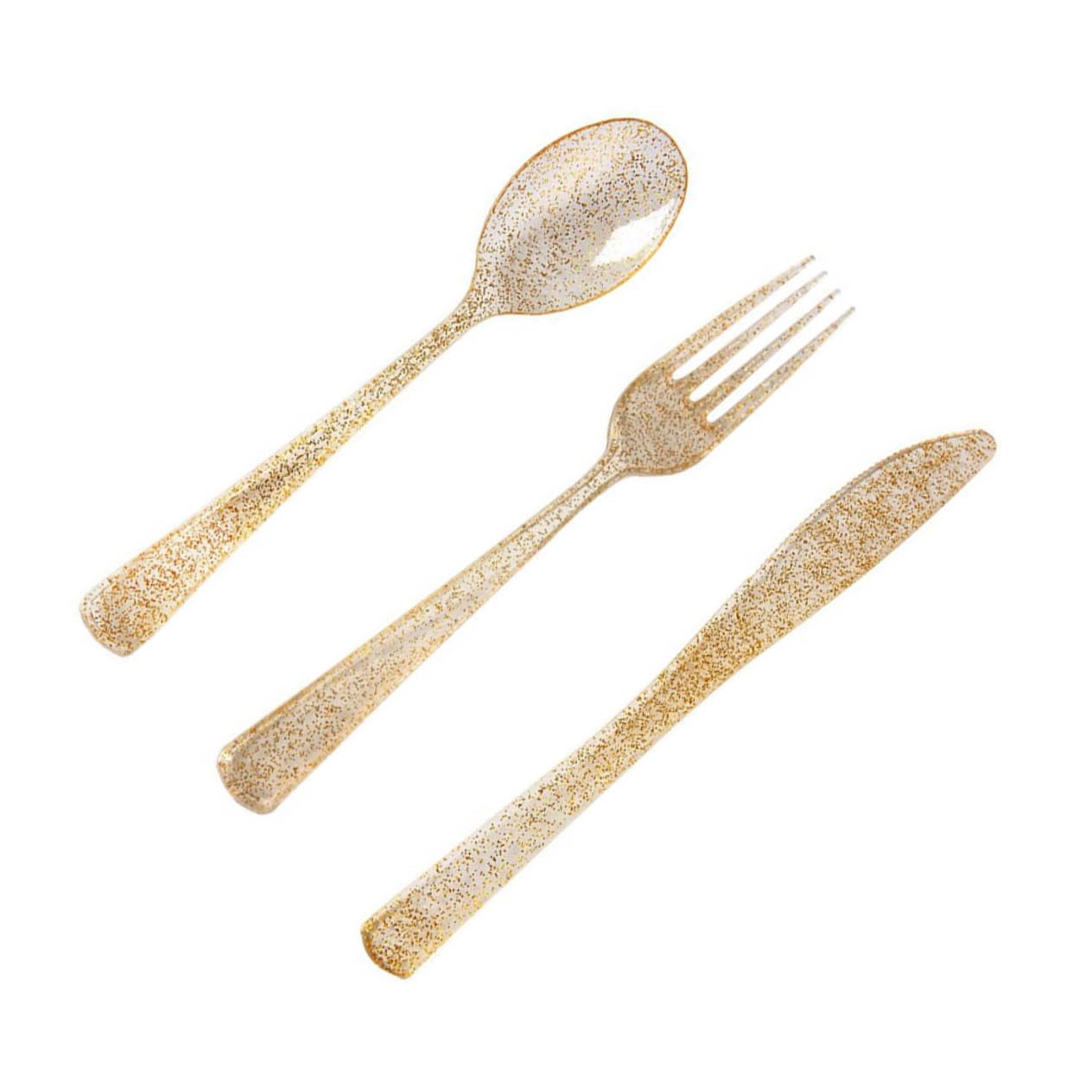 Ipetboom Cutlery Kits 30pc Plastic Utensils Fork Knife Spoon Tableware for Parties