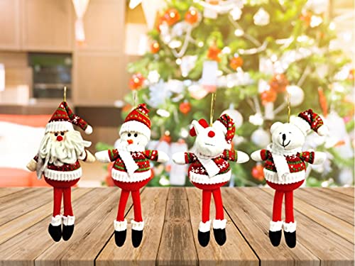 Kit 4 Bonecos Perna Longa Papai Noel, Boneco de Neve, Rena e Urso Pendente 25cm