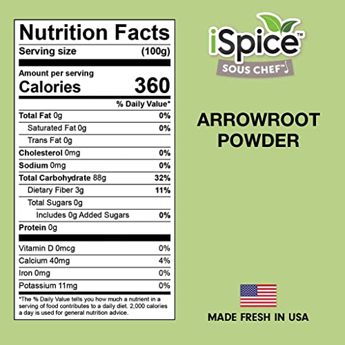 Ispice Premium Arrowroot Powder |Natural Thickener Arrowroot Flour |Gluten-Free Arrowroot Starch| Non -Gmo Arrow Powder | 6Oz (170G) #TOP5