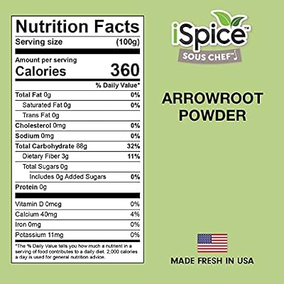 iSpice Premium Arrowroot Powder |Natural Thickener Arrowroot Flour |Gluten-Free Arrowroot Starch| Non -GMO Arrow Powder | 6oz (170g)