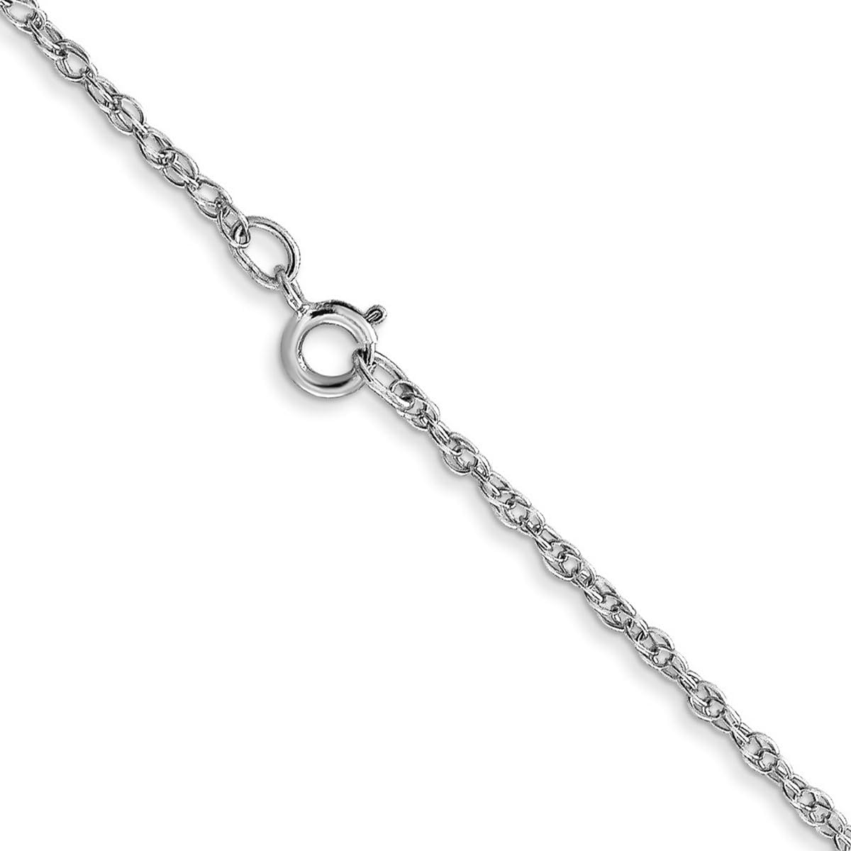 JewelryWeb 14k White Gold 1.15mm Carded Cable Rope Chain Necklace Chain Necklace for Women and Men