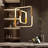 DEXULESA Led Chandelier Modern Light Fixture 2 Square Pendant Light 40W Adjustable Height Hanging...
