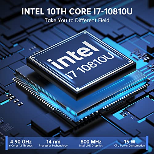 Acemagician Mini Pc Intel I7 10810U, 16Gb Ram 512Gb M.2 2280 Ssd Mini Computers, Mini Desktop Computer Windows 11 Pro 4K/Wifi5/Bt 4.2/Dual Hdmi/Lan/Usb 3.0/Vesa/Auto Power On/Office Home #TOP1