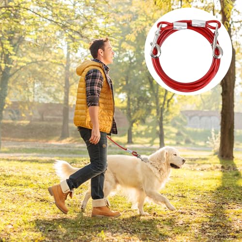 Miniatura 7 de 5 M Cuerda Metal Para Perros Grandes Medianos Pequeños, Alambre De Acero Inoxidable 6 Mm, Correa Para Mascotas Con Gancho Giratorio, Cable Cinturón De Seguridad Perros Para Camping 5m, Blanco