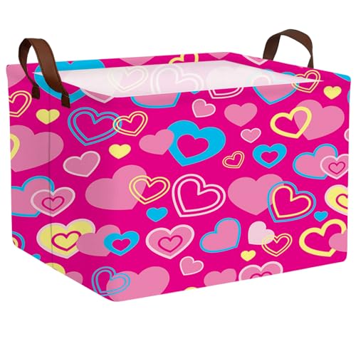 Image of Cute Large Valentine's Day Gift Basket Empty Heart Decor Storage Bin for Kid Baby Room Decor (Red, Yellow, Blue)