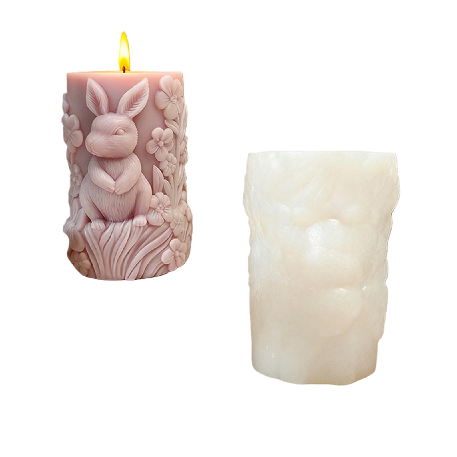 Osniyaw A Rabbit Embossed Cylinder Silicone Mould For Easter Candles, Silicone Mould, Heat Resistant For Epoxy Resin Candle Soap Making, Beginners Family Scented Soap