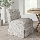 HULALA HOME Armless Accent Chair with Washable Floral Slipcover, Transitional Slipper Chair with Removable Chair Covers for Living Room Dining Room,Damask