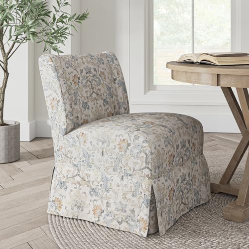 HULALA HOME Armless Accent Chair with Washable Floral Slipcover, Transitional Slipper...