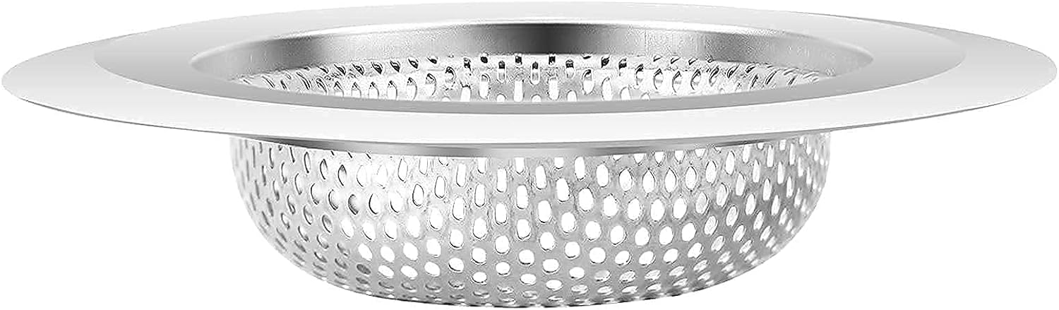 Rahano Kitchen Sink Strainer, Stainless Steel Drain Filter, Anti-Clogging Sink Drain Strainer, Basket Catcher With Large Wide Rim 4.5 inch Diameter, For Most Sink Drains, Dishwasher Safe