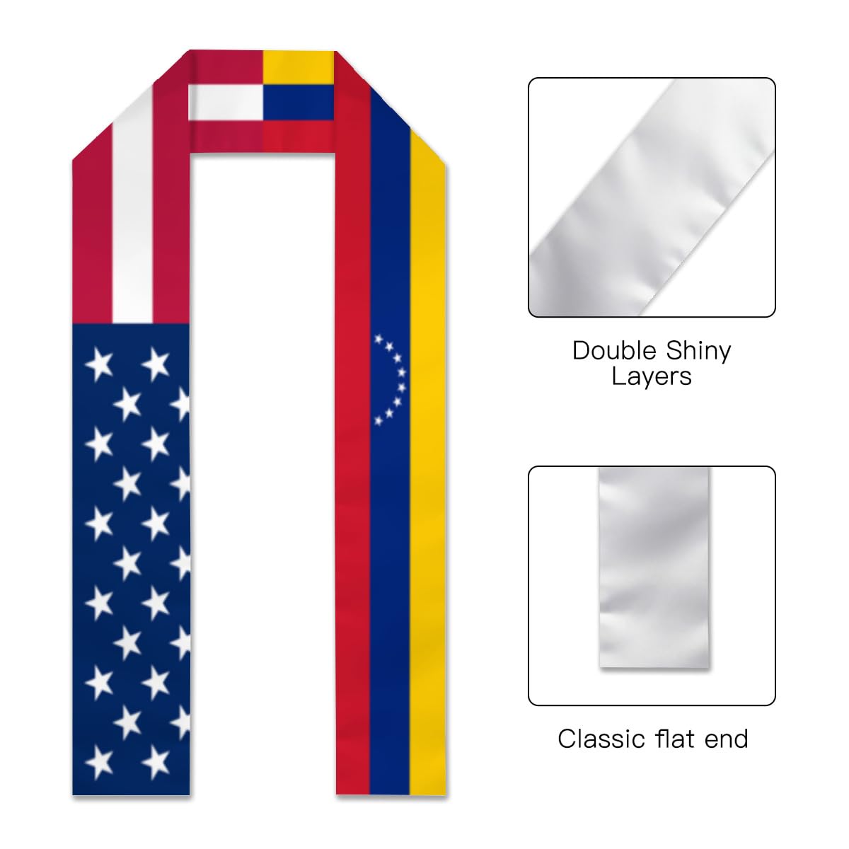 America Flags and Venezuela Flag Graduation Sash,Graduation Stole Scarf Gifts for International Student