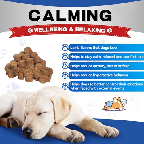 Calming Chews for Dogs - Dog Anxiety Relief,Dog Calming Treats, Dog Calming Chews, Aid with Anxiety Caused by Separation, Barking, Vet Visits, Thunderstorms 120 Count Lamb Flavor