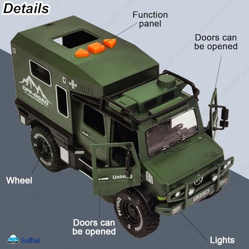 Image of FunBlast Military Truck Toy for Kids, Pull Back Truck Toy, Off Road Army Vehicle Trucks Toys, Friction Power Toys Battle Field Trucks with Light & Sound for 3+ Years Old Boys, Girls, Kids (Green)